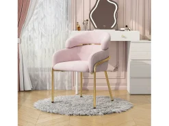 Juego de 6 sillas de maquillaje de terciopelo - 56,9 x 54,5 x 79 cm - para salón y dormitorio - 4 patas de metal - rosa