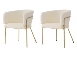 Juego de 2 sillas de ocio de piel sintética de lujo - 77 x 57 x 57 cm - Sillón de tocador - Cuatro patas de metal - Beige
