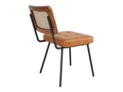 Juego de 2 sillas de piel sintética - Sillón de ratán - Silla retro - Metal + PU - Marrón