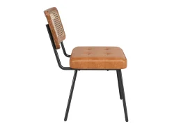 Juego de 2 sillas de piel sintética - Sillón de ratán - Silla retro - Metal + PU - Marrón