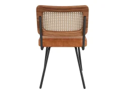 Juego de 2 sillas de piel sintética - Sillón de ratán - Silla retro - Metal + PU - Marrón