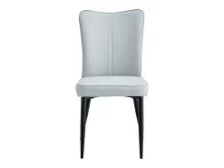Juego de 2 sillas de PU gris claro con respaldo de 48 cm - Patas de metal negro