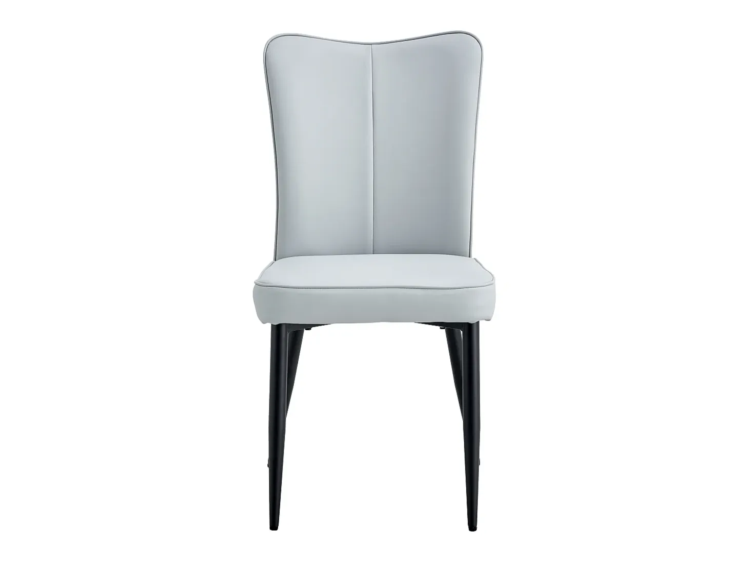 Juego de 2 sillas de PU gris claro con respaldo de 48 cm - Patas de metal negro