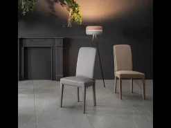 Juego de 4 sillas de salón modernas "Gardenia" beige tapizadas en piel sintética, 46x59 cm, 99 cm