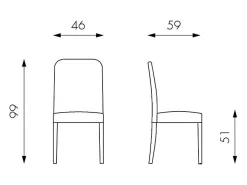 Juego de 4 sillas de salón modernas "Gardenia" beige tapizadas en piel sintética, 46x59 cm, 99 cm