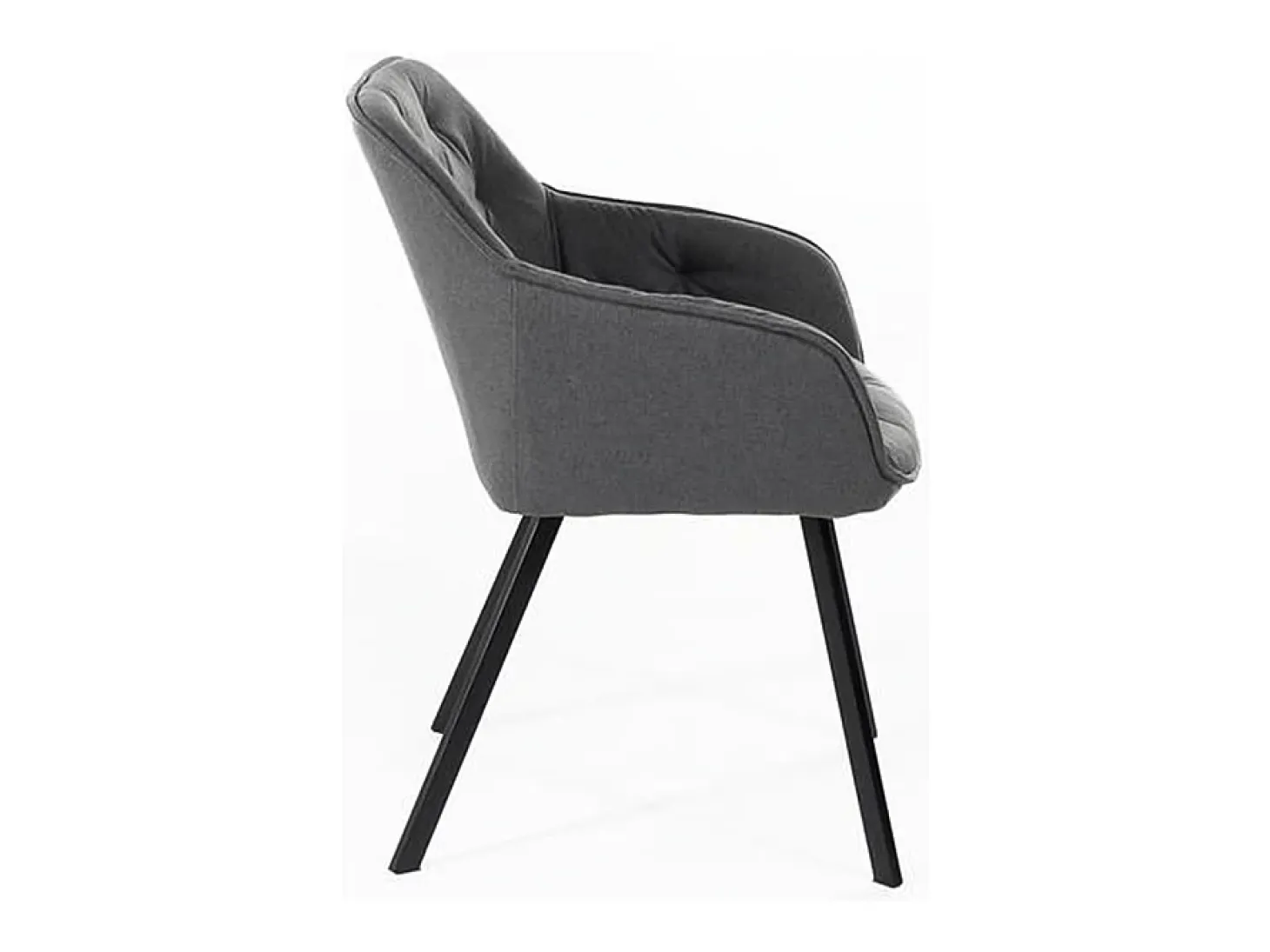 Juego de 4 sillas de salón "Dalia" tapizadas en tela gris oscuro con patas de metal pintado, 55x60 cm, 79h