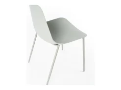 Juego de 2 sillas de salón modernas "Kate" de polipropileno gris con estructura de metal pintado.