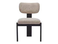 Juego de 6 sillas de tejido bouclé y madera de hevea - Gris topo y negro - WILANA