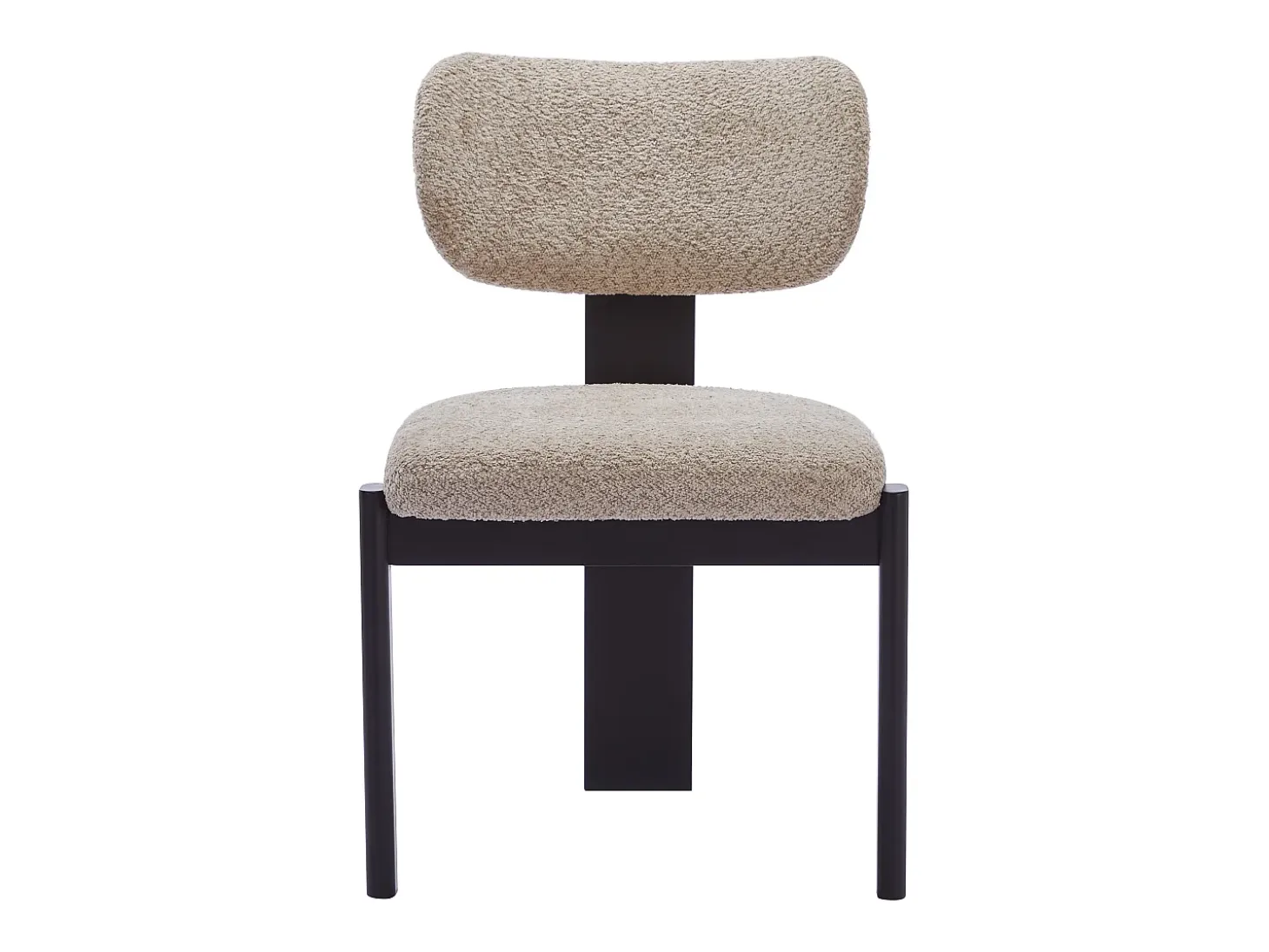 Juego de 6 sillas de tejido bouclé y madera de hevea - Gris topo y negro - WILANA
