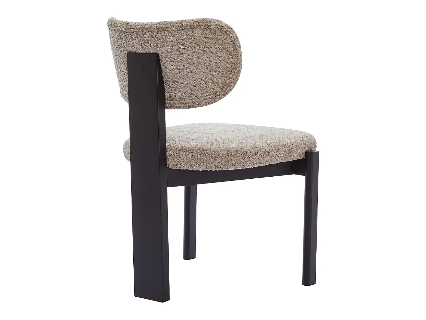 Juego de 6 sillas de tejido bouclé y madera de hevea - Gris topo y negro - WILANA