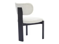 Juego de 2 sillas de tejido bouclé y madera de hevea - Blanco y negro - WILANA
