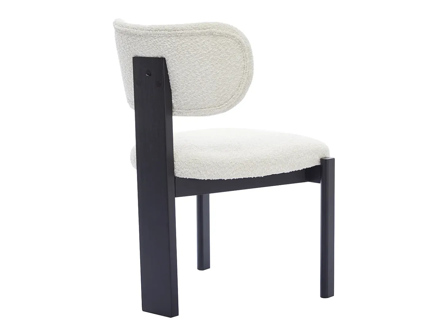 Juego de 2 sillas de tejido bouclé y madera de hevea - Blanco y negro - WILANA