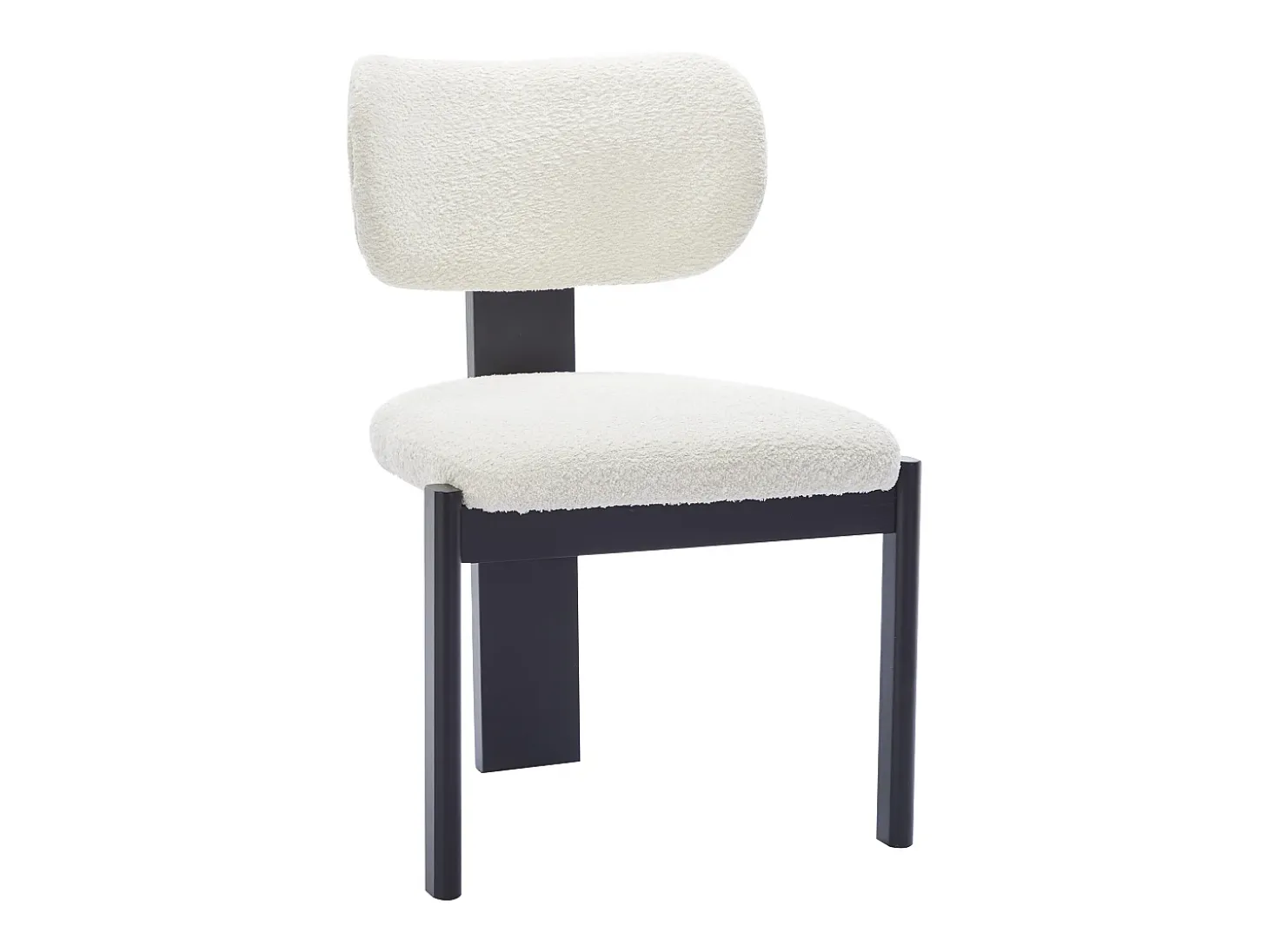 Juego de 2 sillas de tejido bouclé y madera de hevea - Blanco y negro - WILANA