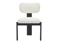 Juego de 2 sillas de tejido bouclé y madera de hevea - Blanco y negro - WILANA