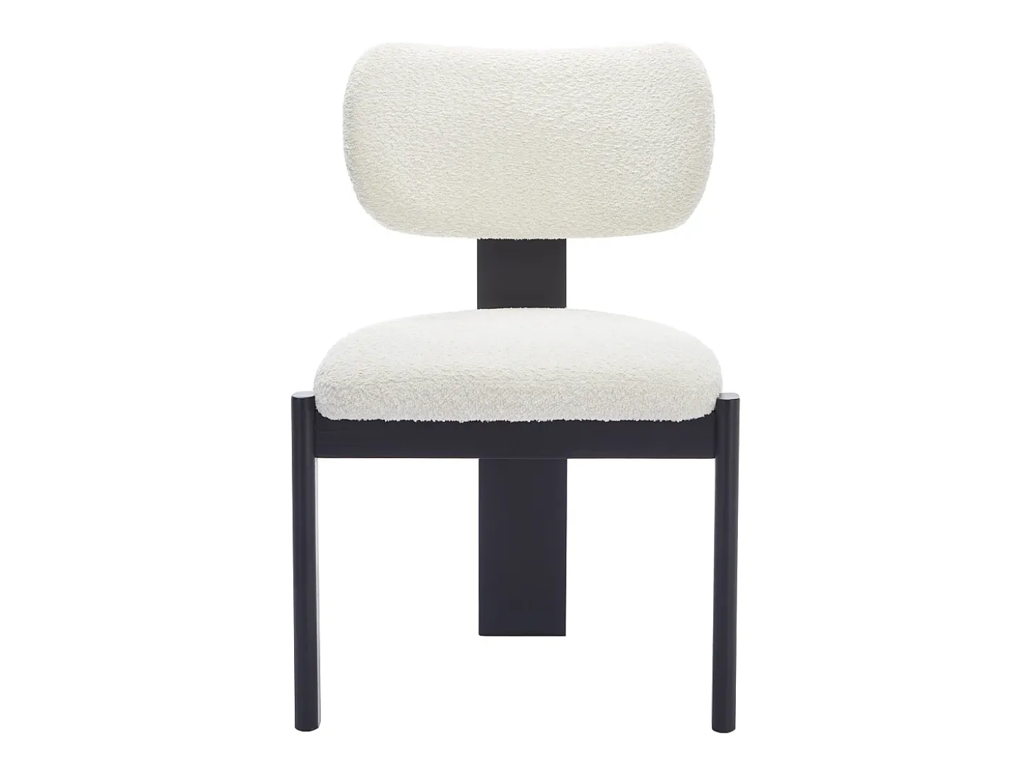 Juego de 2 sillas de tejido bouclé y madera de hevea - Blanco y negro - WILANA