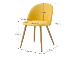 Juego de 2 sillas de tela amarilla con patas de metal efecto madera