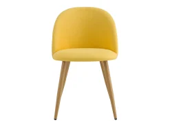 Juego de 2 sillas de tela amarilla con patas de metal efecto madera