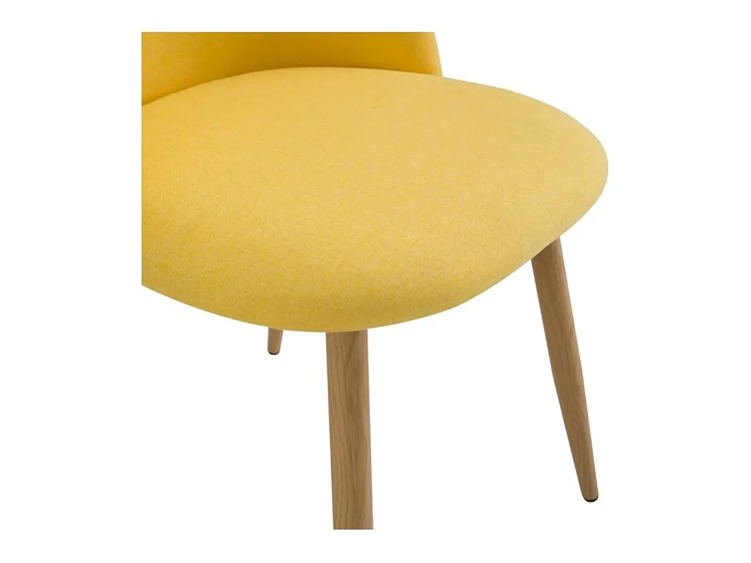 Juego de 2 sillas de tela amarilla con patas de metal efecto madera