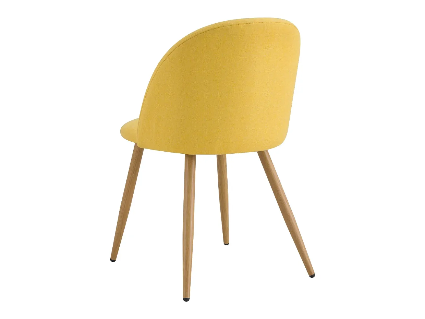 Juego de 2 sillas de tela amarilla con patas de metal efecto madera