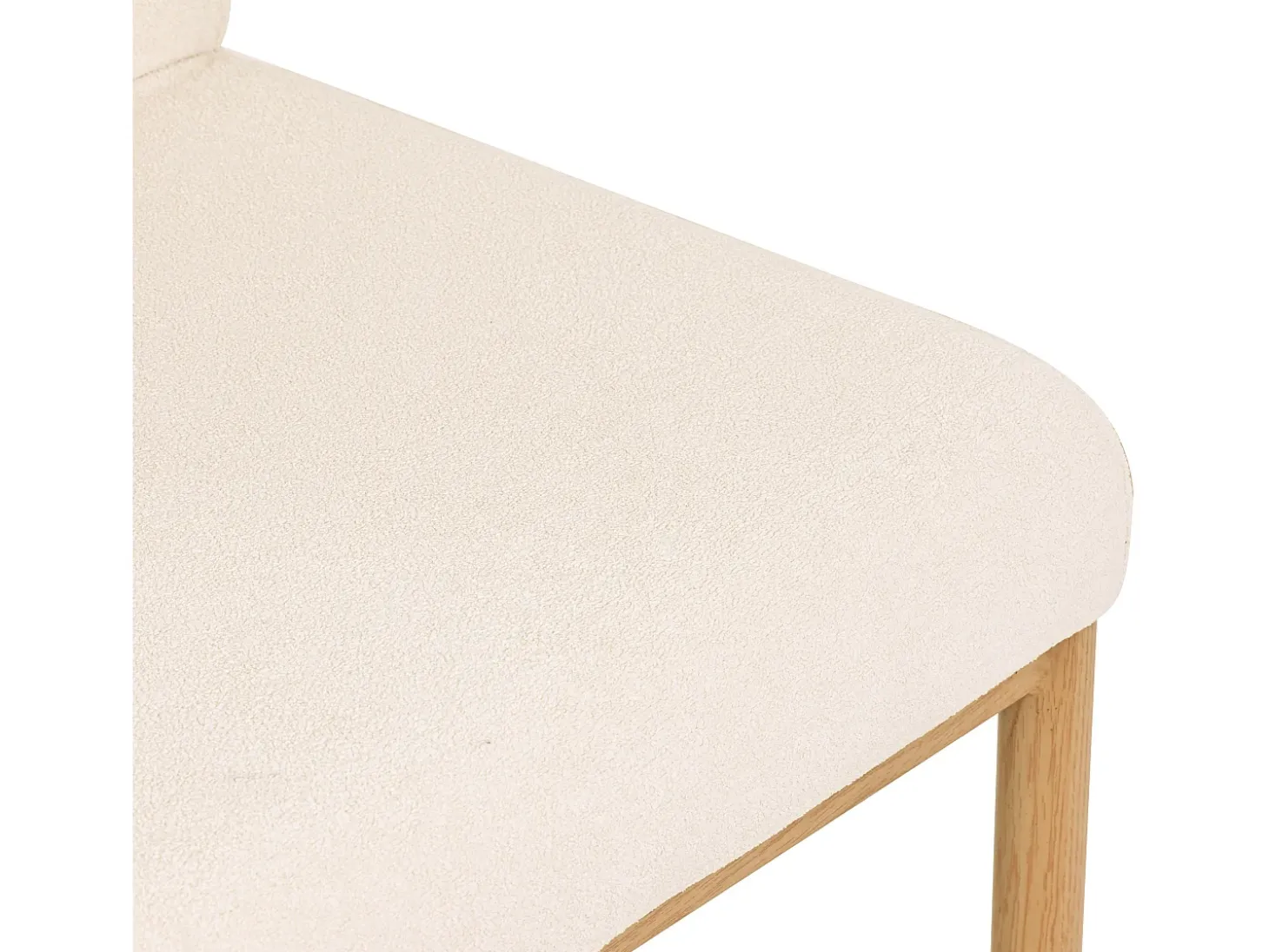 Juego de 6 sillas de tela sherpa beige - Asientos gruesos - Patas de madera