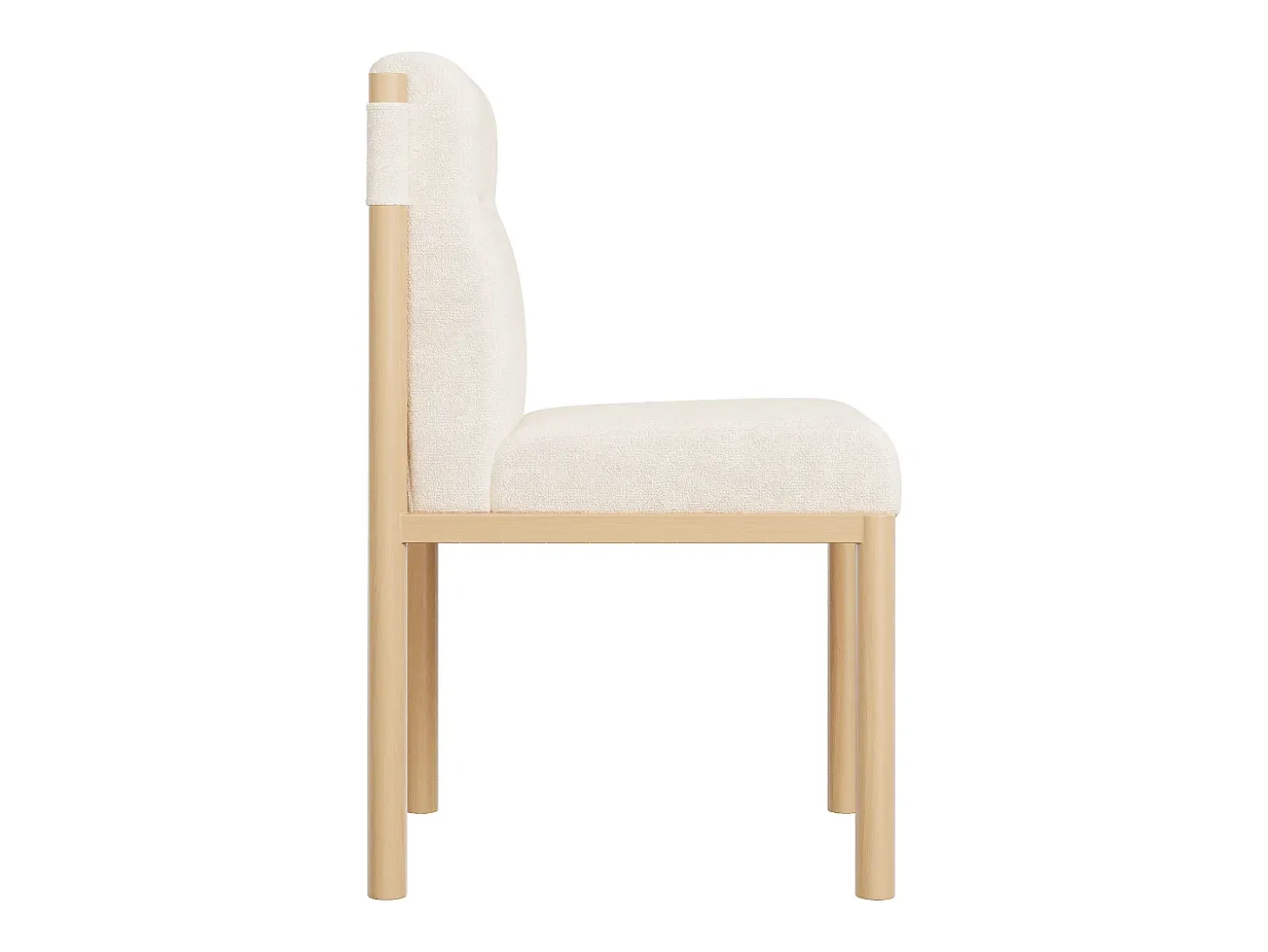 Juego de 6 sillas de tela sherpa beige - Asientos gruesos - Patas de madera
