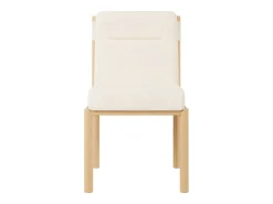 Juego de 6 sillas de tela sherpa beige - Asientos gruesos - Patas de madera