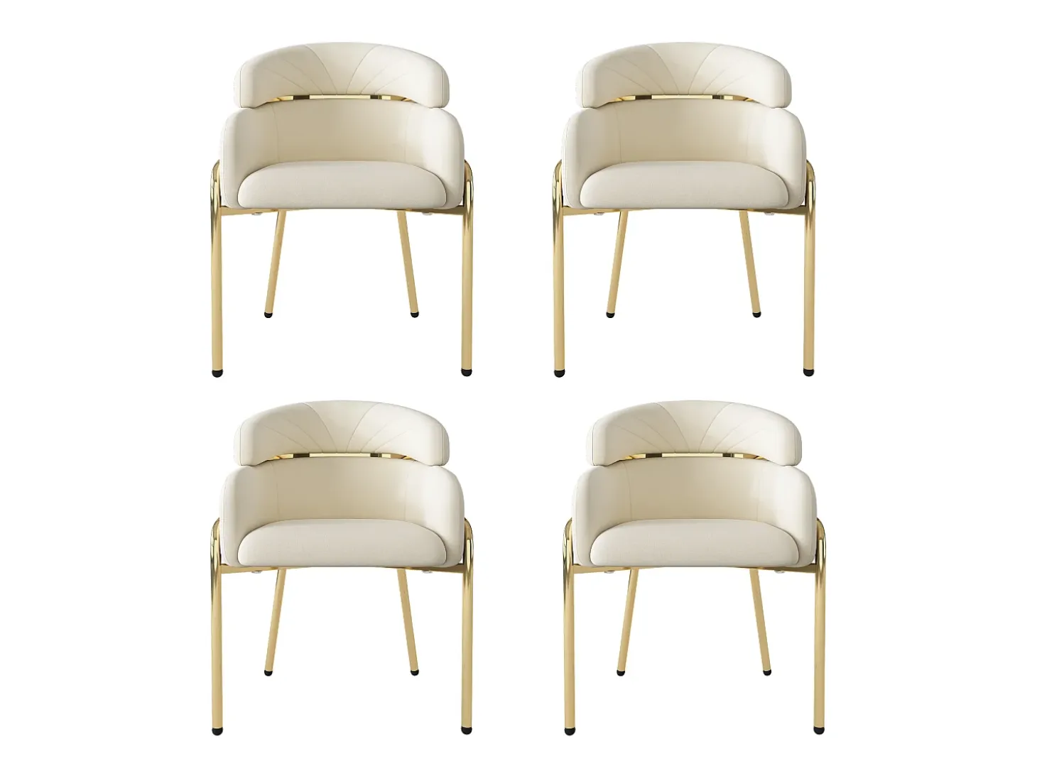 Juego de 4 sillas de terciopelo con patas de metal – beige