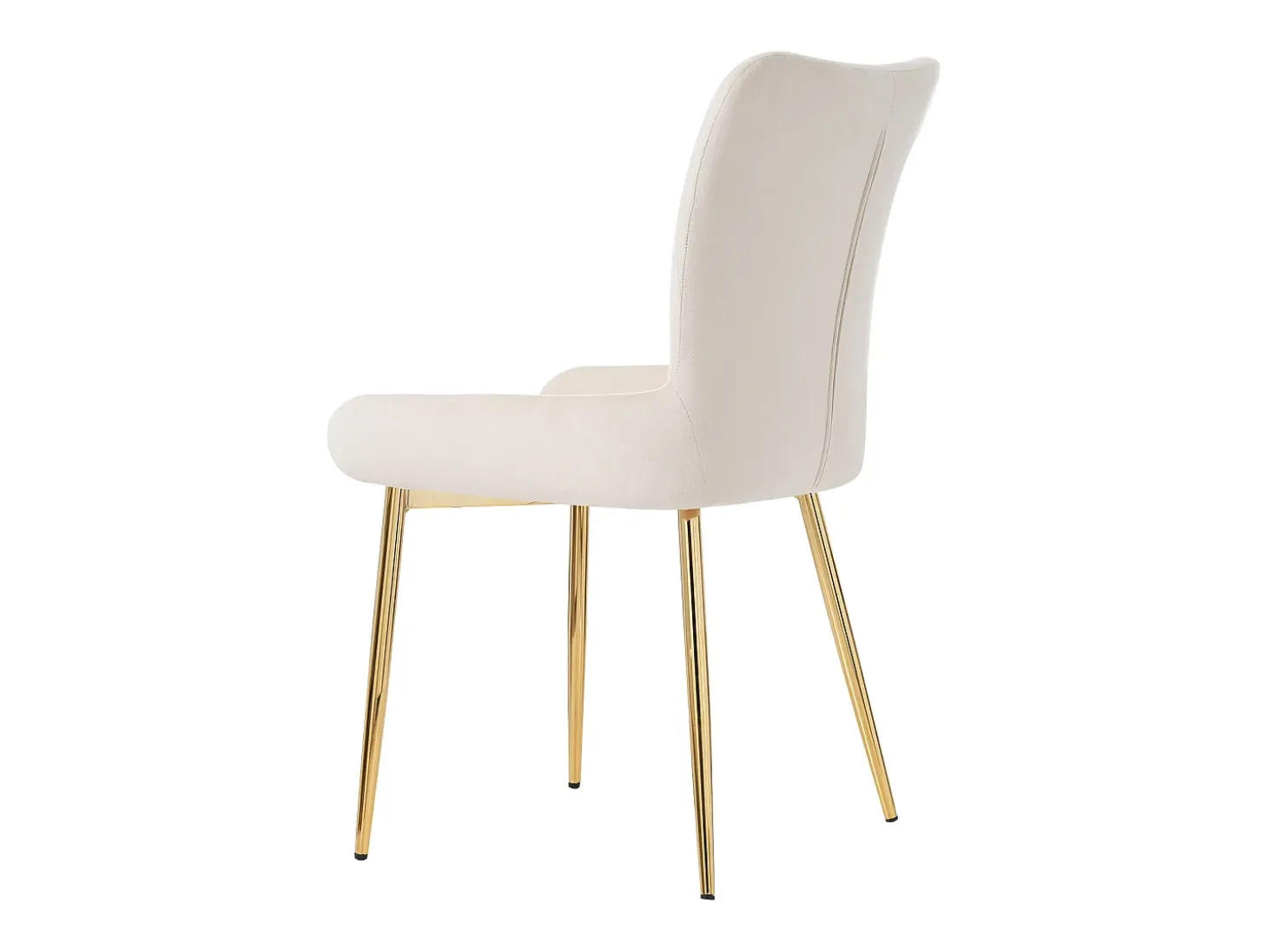 Juego de 4 sillas de terciopelo - con patas de metal dorado - Beige