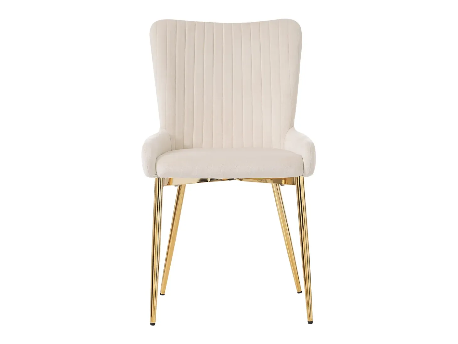 Juego de 4 sillas de terciopelo - con patas de metal dorado - Beige