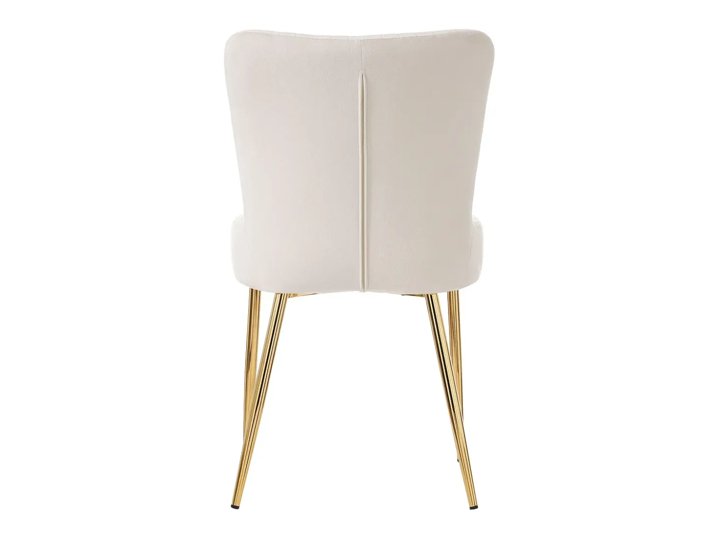 Juego de 4 sillas de terciopelo - con patas de metal dorado - Beige