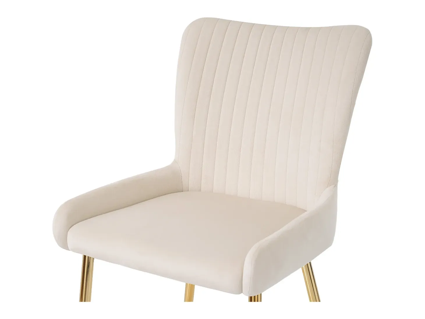Juego de 4 sillas de terciopelo - con patas de metal dorado - Beige