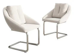 Juego de 2 sillas de terciopelo - 82 x 57 x 54 cm - con cojines - Silla giratoria de lujo para salón y dormitorio - Patas arqueadas - Beige