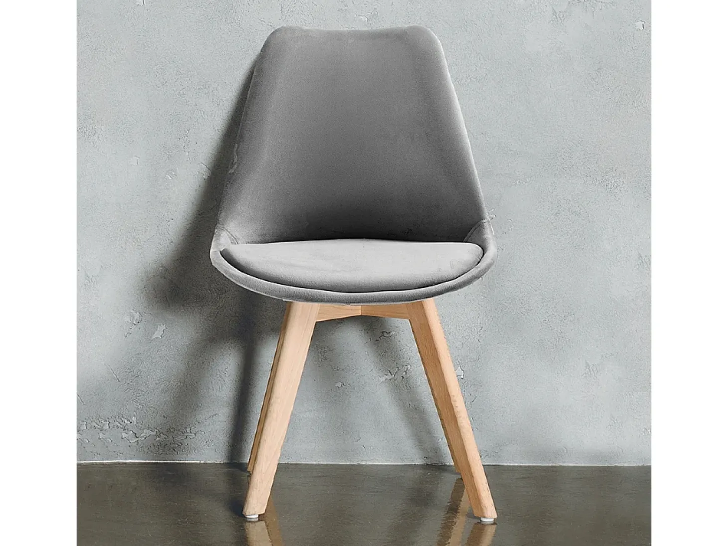 Juego de 4 sillas de terciopelo estilo escandinavo para salón cocina Smart Soft Stock - Gris