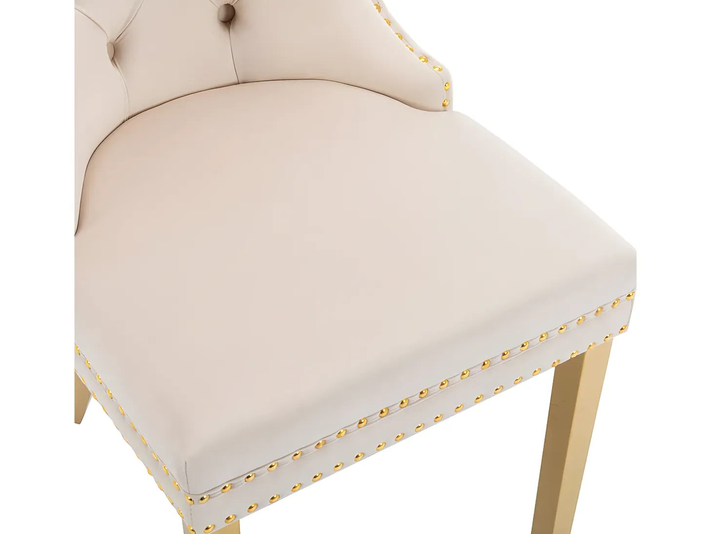 Juego de 6 sillas de terciopelo con patas de metal - Beige