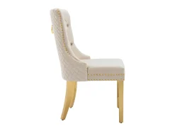 Juego de 6 sillas de terciopelo con patas de metal - Beige