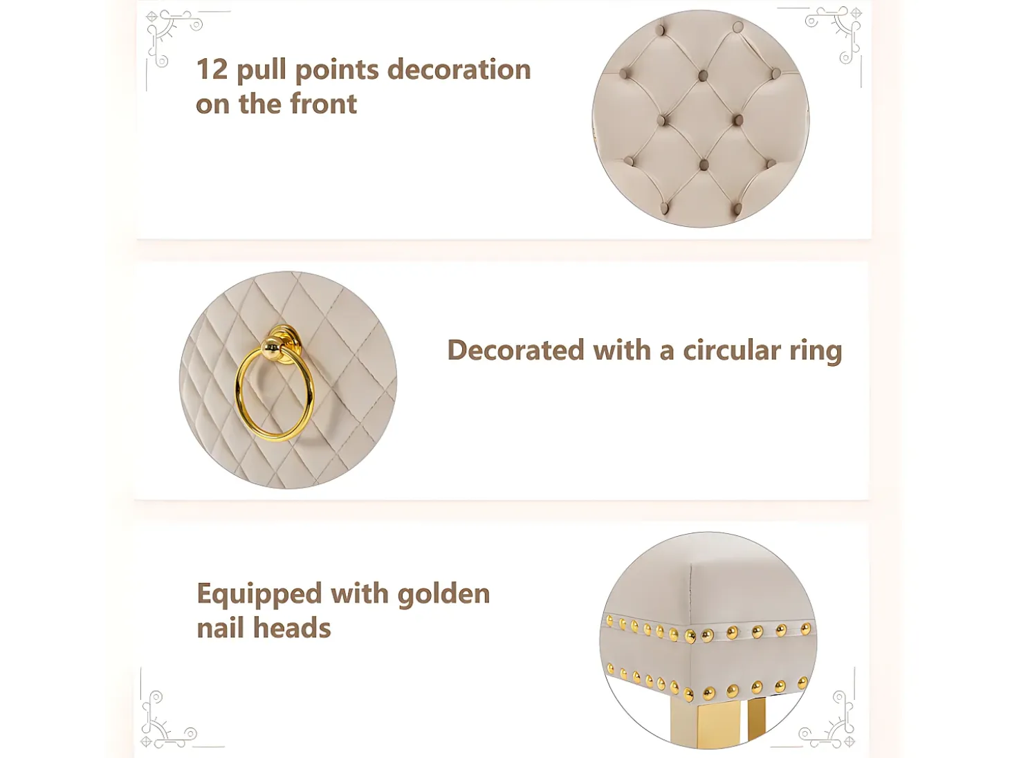 Juego de 6 sillas de terciopelo con patas de metal - Beige