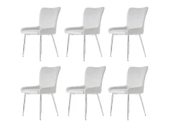 Juego de 6 sillas de terciopelo - 85 x 58 x 47 cm - Sillón de lujo - Cuatro patas de metal plateado - Gris