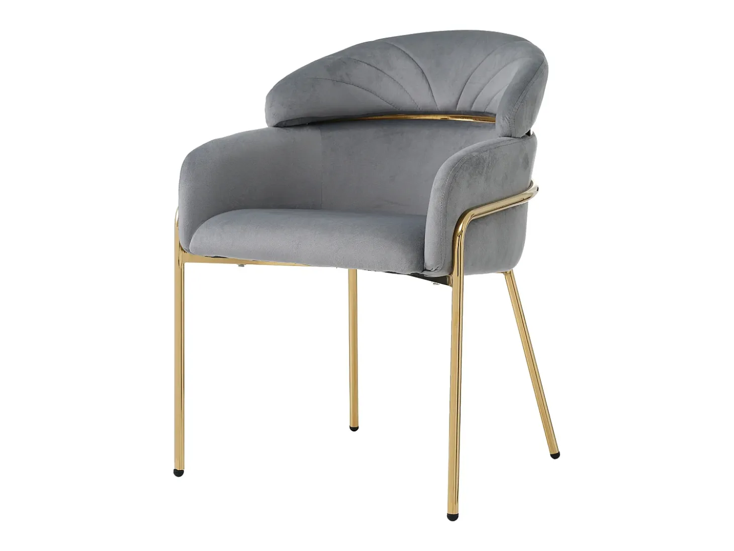 Juego de 4 sillas de terciopelo - 79 x 45 x 53 cm - para salón y dormitorio - cuatro patas de metal - gris