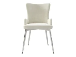 Juego de 4 sillas de terciopelo de lujo - 85 x 47 x 49 cm - con cuatro patas de metal plateado - beige
