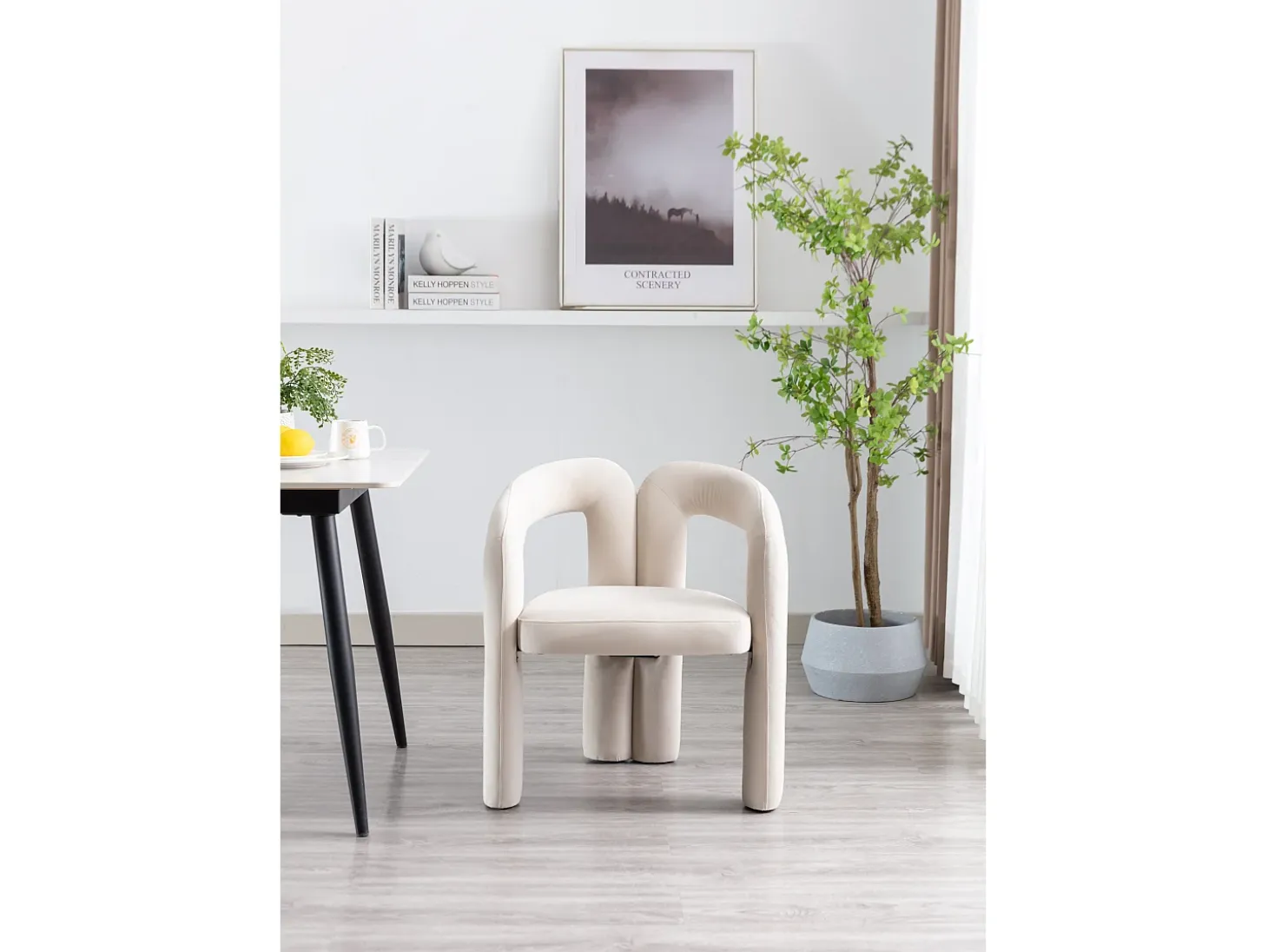 Juego de 2 sillas de terciopelo - Sillas tipo cubo - Beige