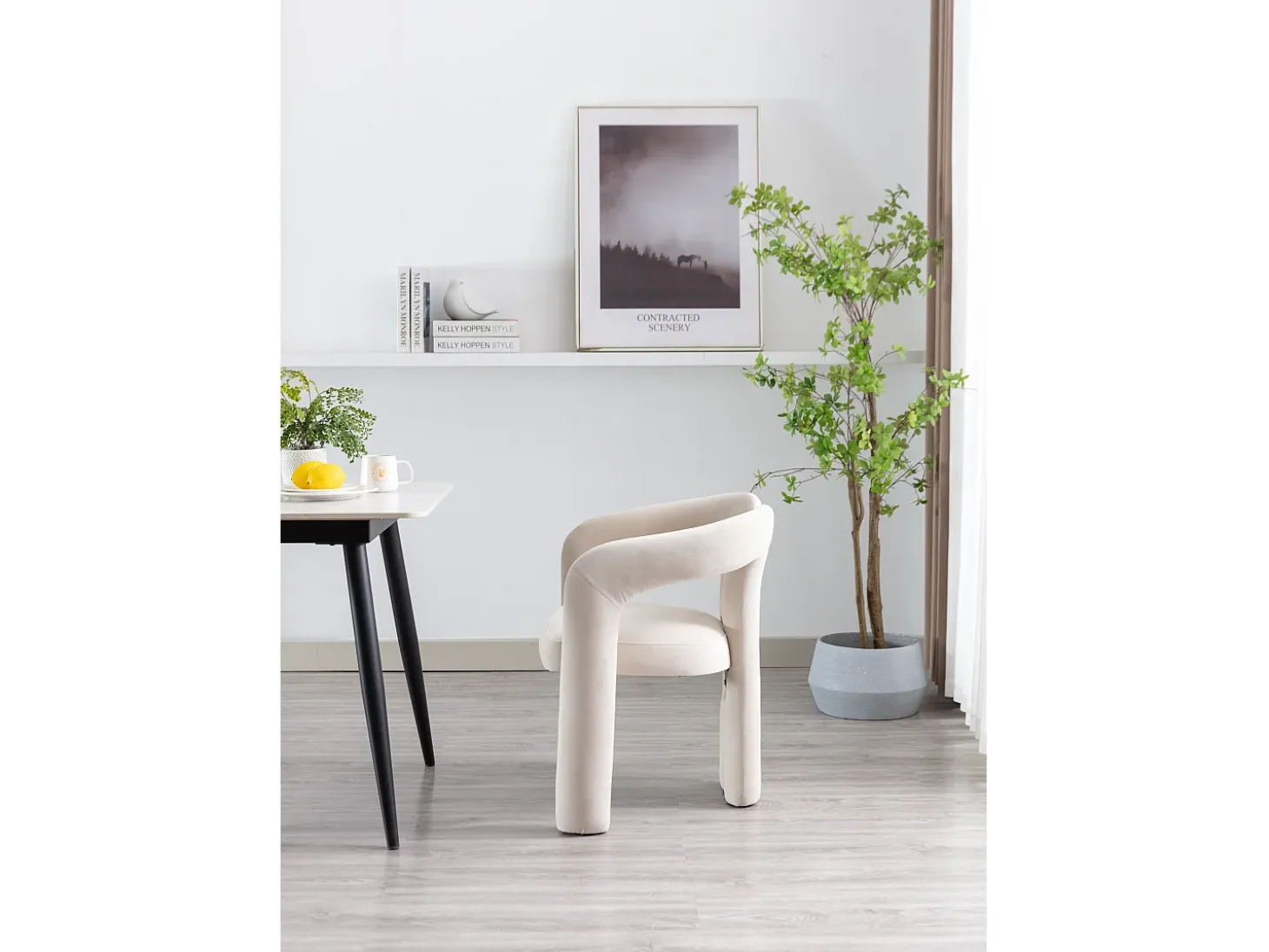 Juego de 2 sillas de terciopelo - Sillas tipo cubo - Beige