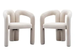 Juego de 2 sillas de terciopelo - Sillas tipo cubo - Beige