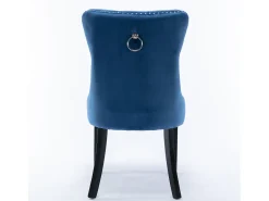 Juego de 2 sillas de terciopelo - Patas de madera y clavos decorativos - Azul