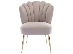 Juego de 6 sillas de terciopelo y acero dorado - Beige - RUTY
