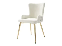 Juego de 2 sillas de terciopelo de lujo - 62,23 x 58,42 x 55,88 cm - con cuatro patas de metal dorado - beige