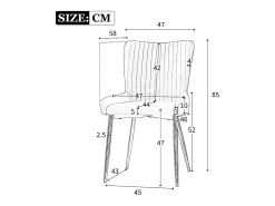 Juego de 6 sillas de terciopelo - 85 x 58 x 47 cm - Sillón de lujo - Cuatro patas de metal dorado - Beige