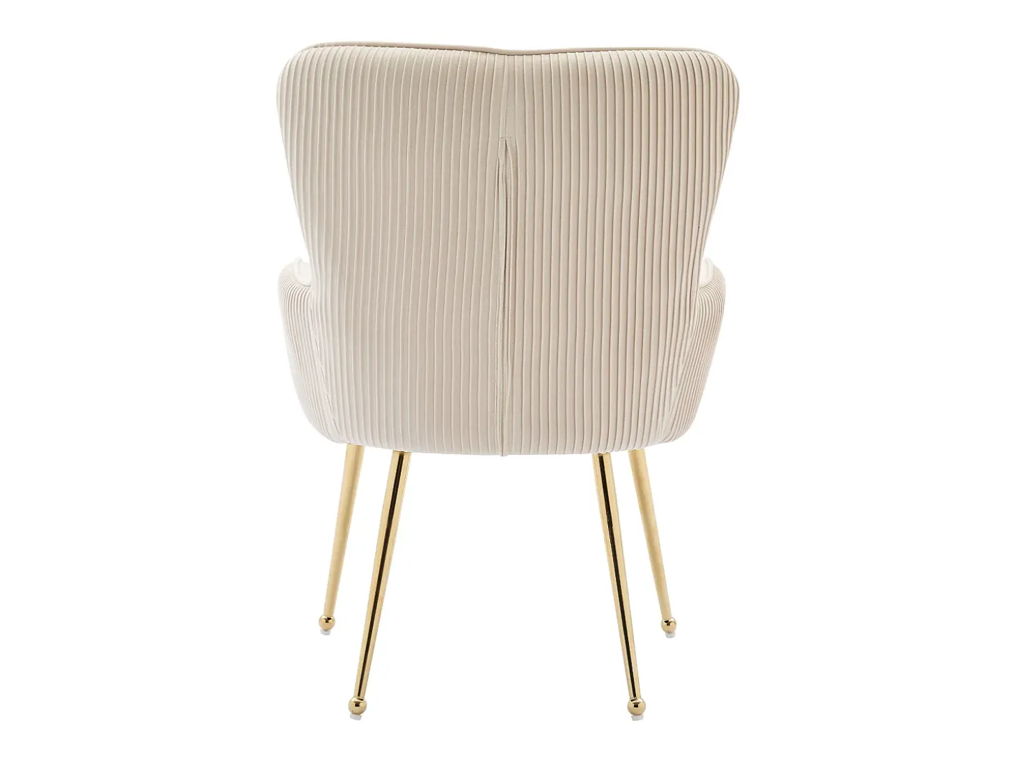 Juego de 4 sillas de terciopelo con patas y reposabrazos de metal dorado – beige y dorado