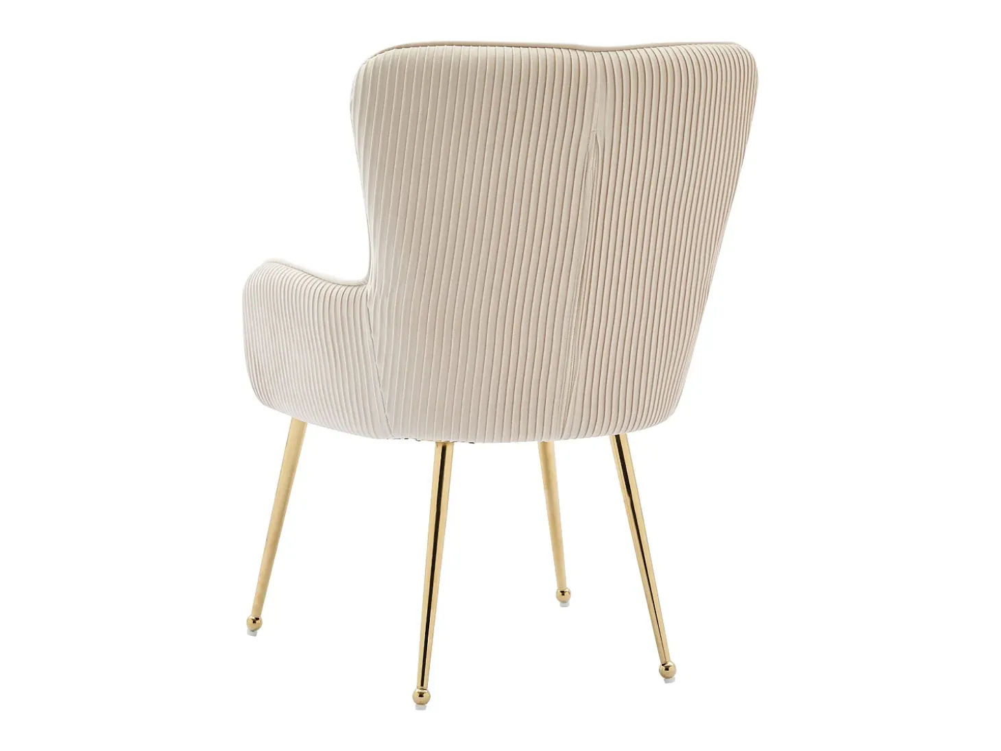 Juego de 4 sillas de terciopelo con patas y reposabrazos de metal dorado – beige y dorado