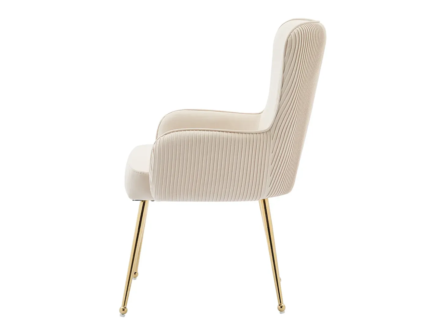 Juego de 4 sillas de terciopelo con patas y reposabrazos de metal dorado – beige y dorado