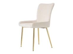 Juego de 6 sillas de terciopelo con patas metálicas – beige y dorado